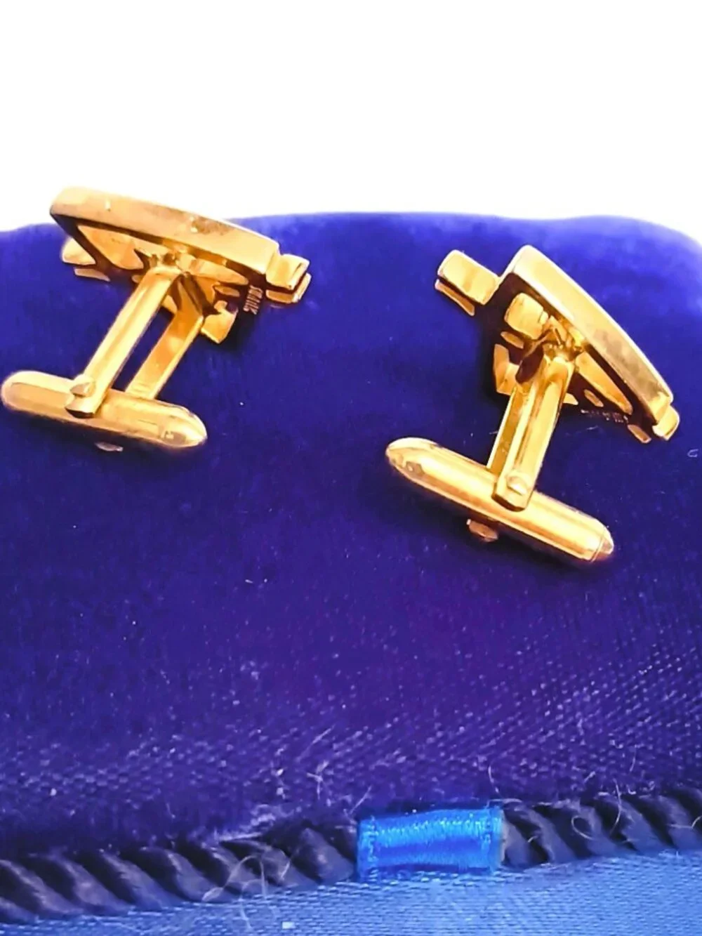 Vintage Swank Gold Triangle Cufflinks Open Work with Clear Stone